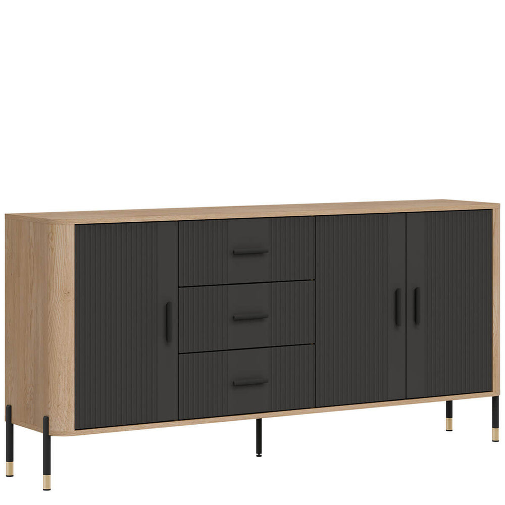 Фото вигляду зліва комода DANTE LIVEO DT07 дуб кремона торро / антрацит / чорні ручки