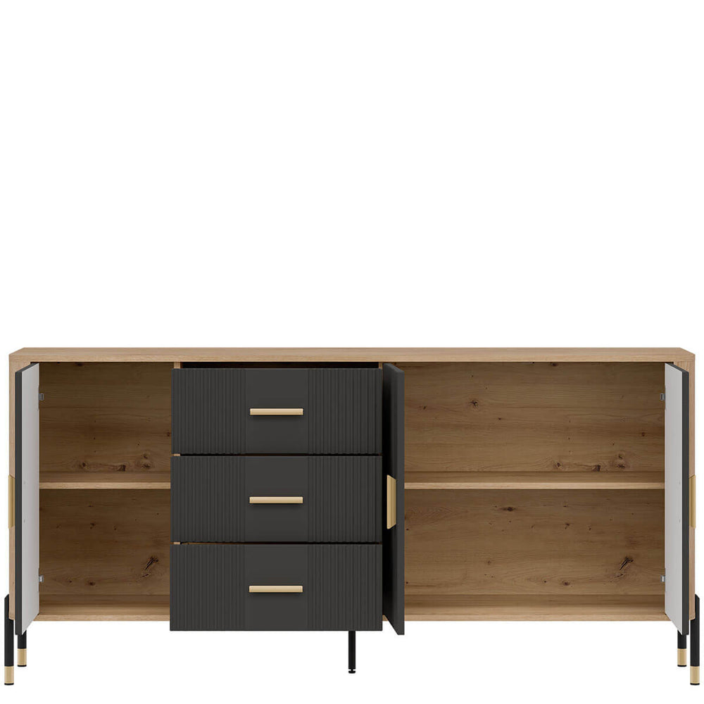 Фото наповнення комода DANTE LIVEO DT07 дуб кремона торро / антрацит / золоті ручки