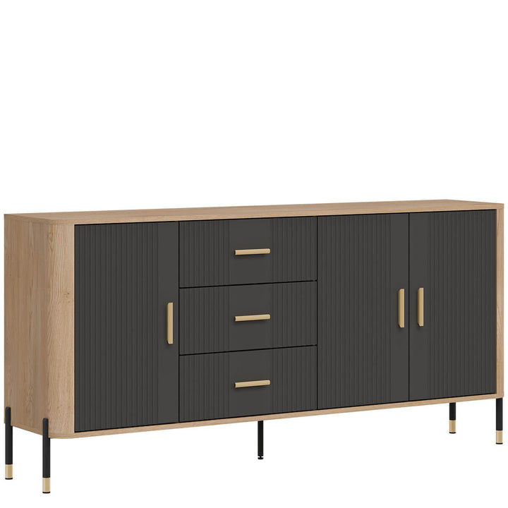 Фото вигляду зліва комода DANTE LIVEO DT07 дуб кремона торро / антрацит / золоті ручки