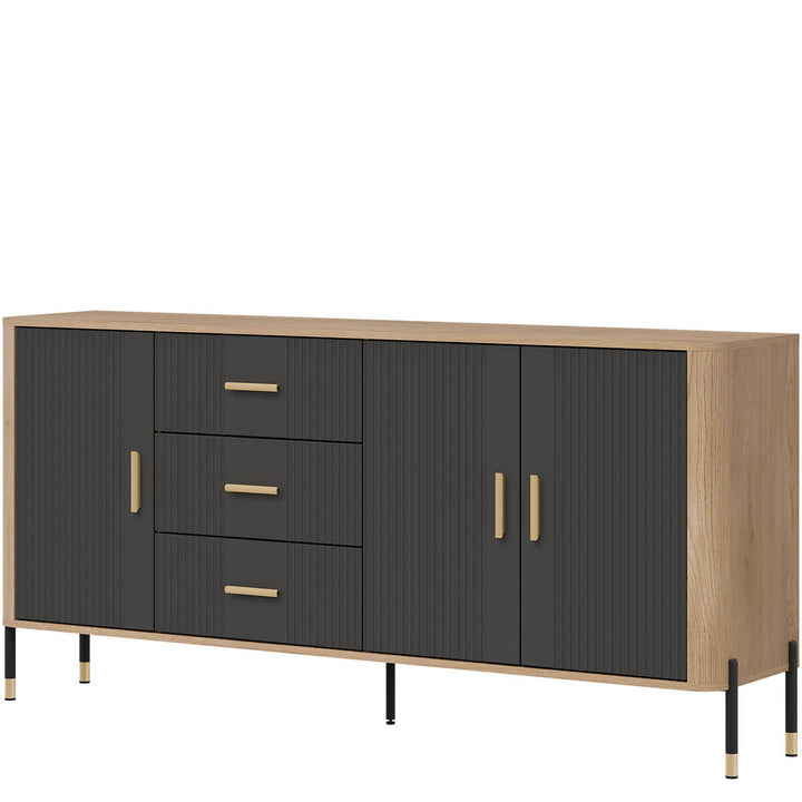 Фото вигляду справа комода DANTE LIVEO DT07 дуб кремона торро / антрацит / золоті ручки