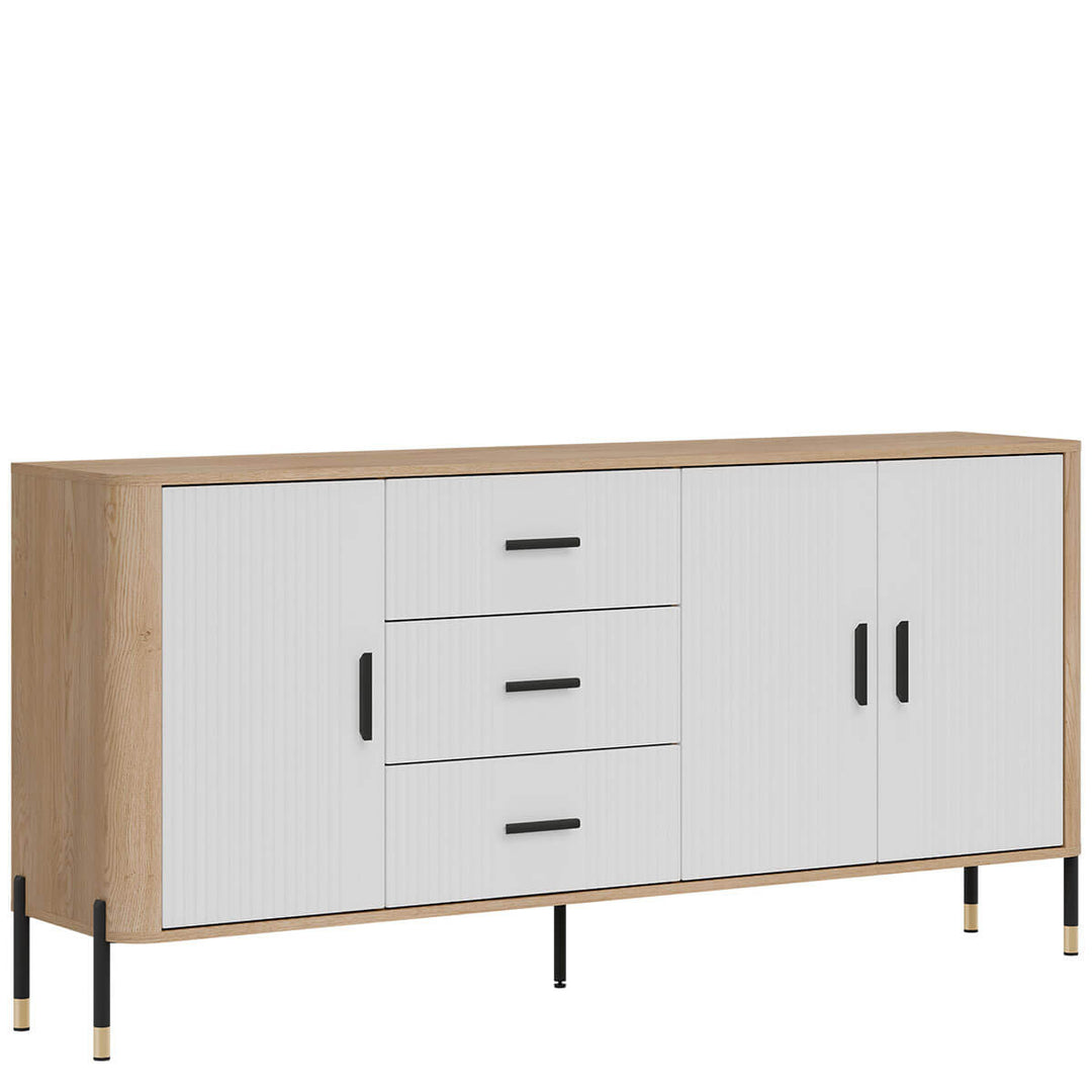 Фото вигляду зліва комода DANTE LIVEO DT07 дуб кремона торро / білий / чорні ручки