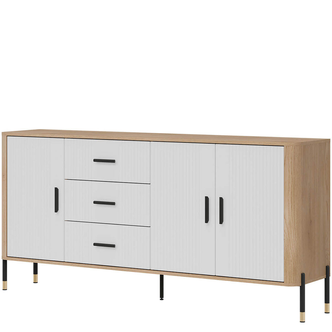 Фото вигляду справа комода DANTE LIVEO DT07 дуб кремона торро / білий / чорні ручки