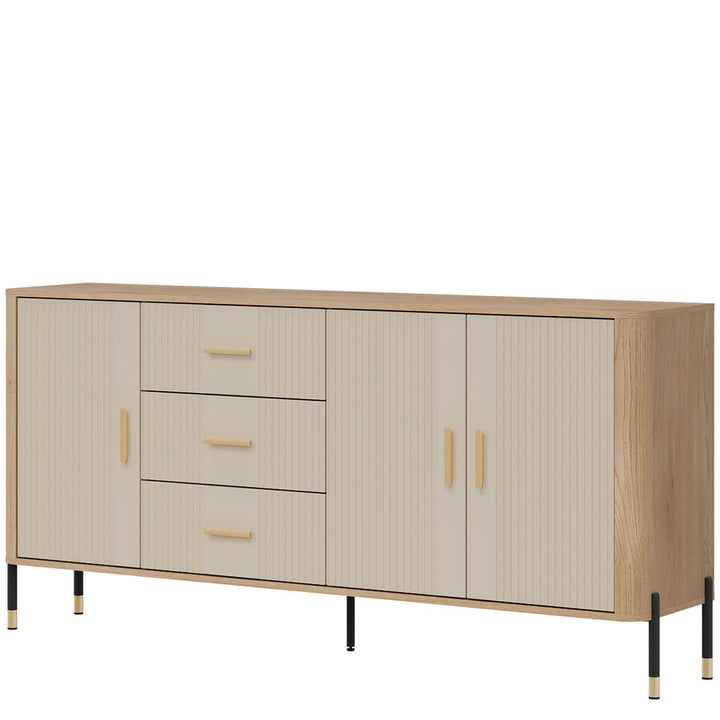 Фото вигляду справа комода DANTE LIVEO DT07 дуб кремона торро / кашемір / золоті ручки