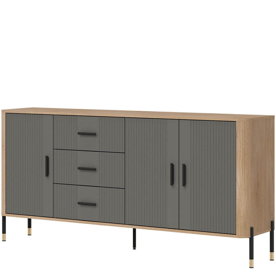 Фото вигляду справа комода DANTE LIVEO DT07 дуб кремона торро / сірий / чорні ручки