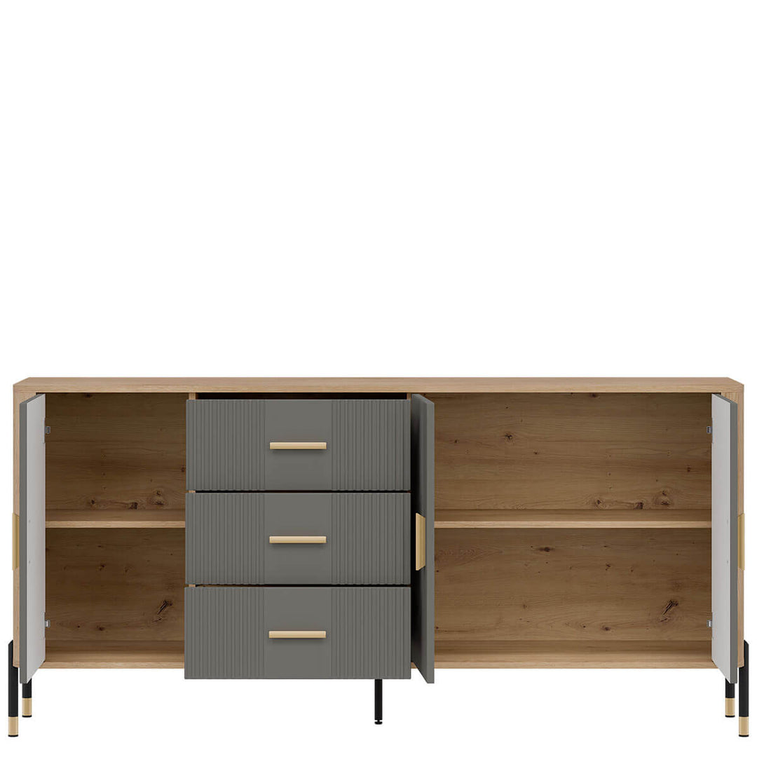 Фото наповнення комода DANTE LIVEO DT07 дуб кремона торро / сірий / золоті ручки