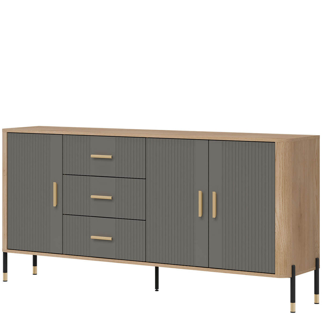 Фото вигляду справа комода DANTE LIVEO DT07 дуб кремона торро / сірий / золоті ручки