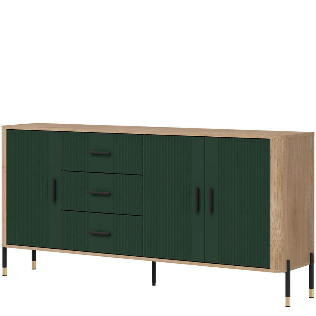 Фото вигляду справа комода DANTE LIVEO DT07 дуб кремона торро / зелений / чорні ручки