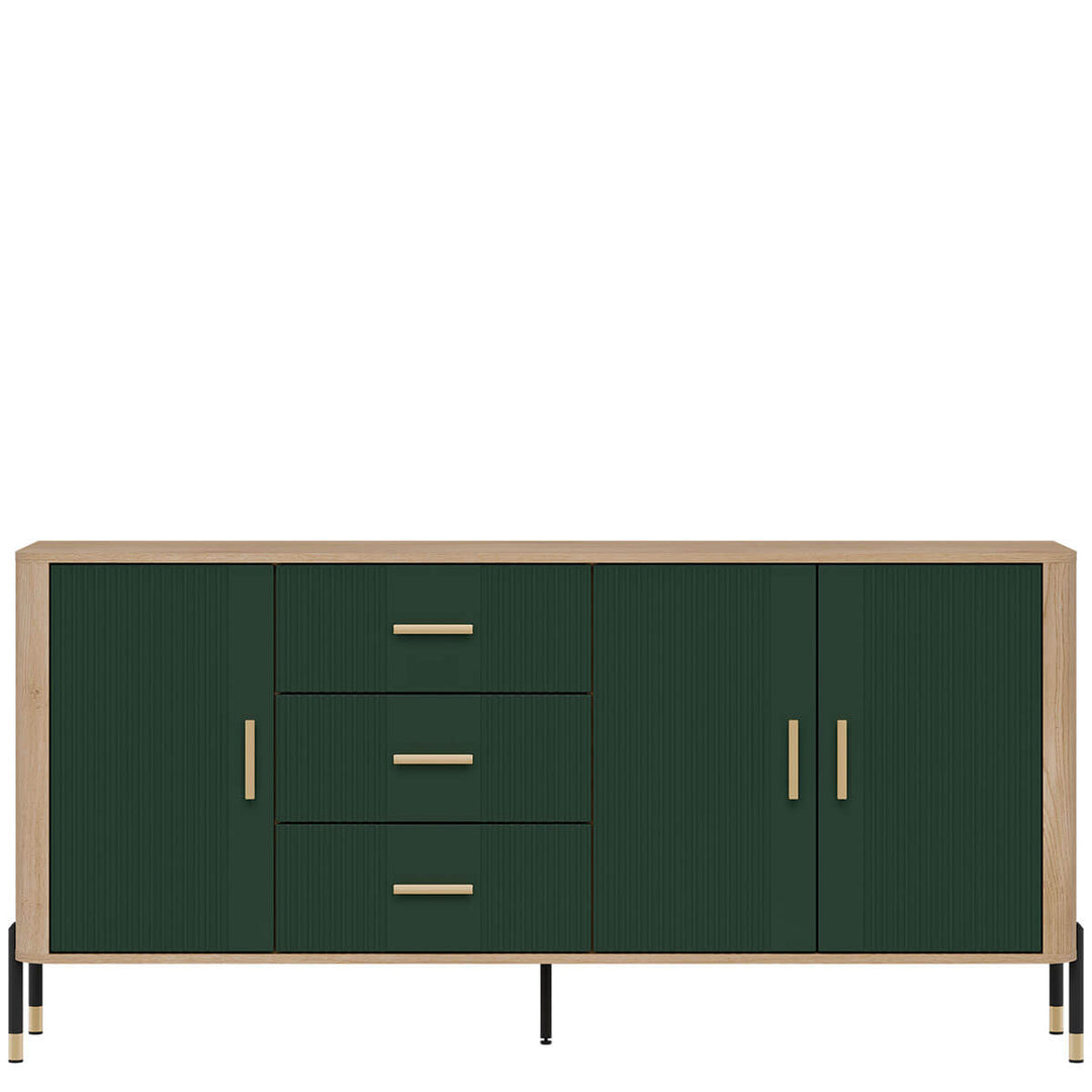 Фото комода DANTE LIVEO DT07 дуб кремона торро / зелений / золоті ручки