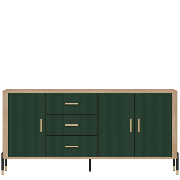 Фото комода DANTE LIVEO DT07 дуб кремона торро / зелений / золоті ручки
