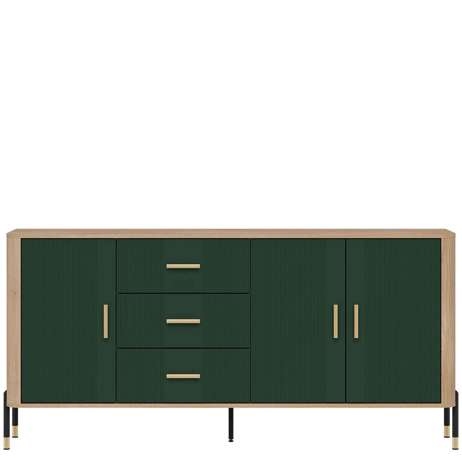 Фото комода DANTE LIVEO DT07 дуб кремона торро / зелений / золоті ручки