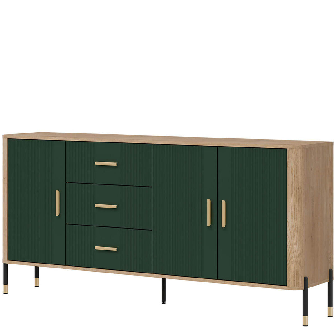 Фото вигляду справа комода DANTE LIVEO DT07 дуб кремона торро / зелений / золоті ручки