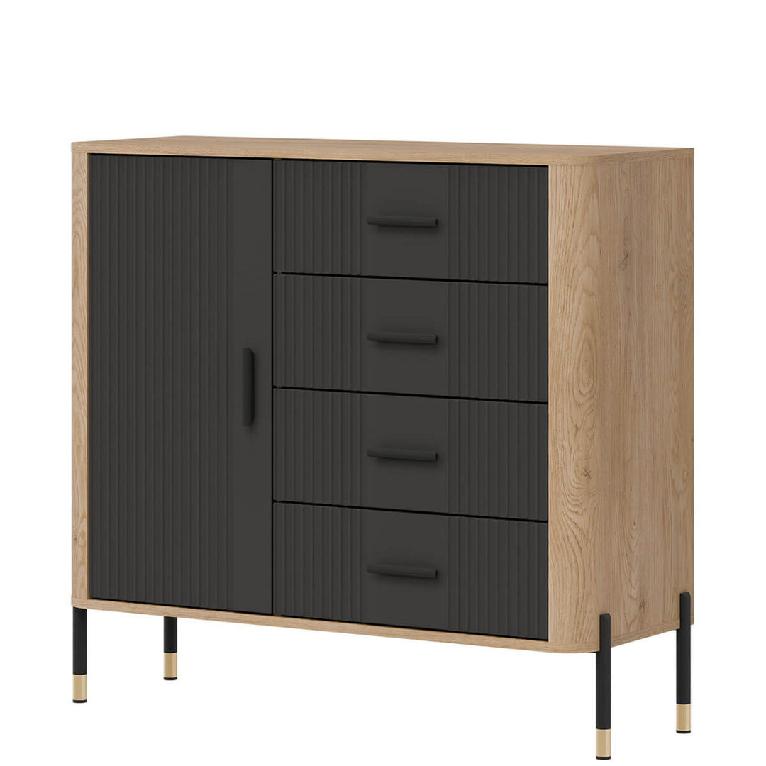 Фото вигляду справа комода DANTE LIVEO DT08 дуб кремона торро / антрацит / чорні ручки