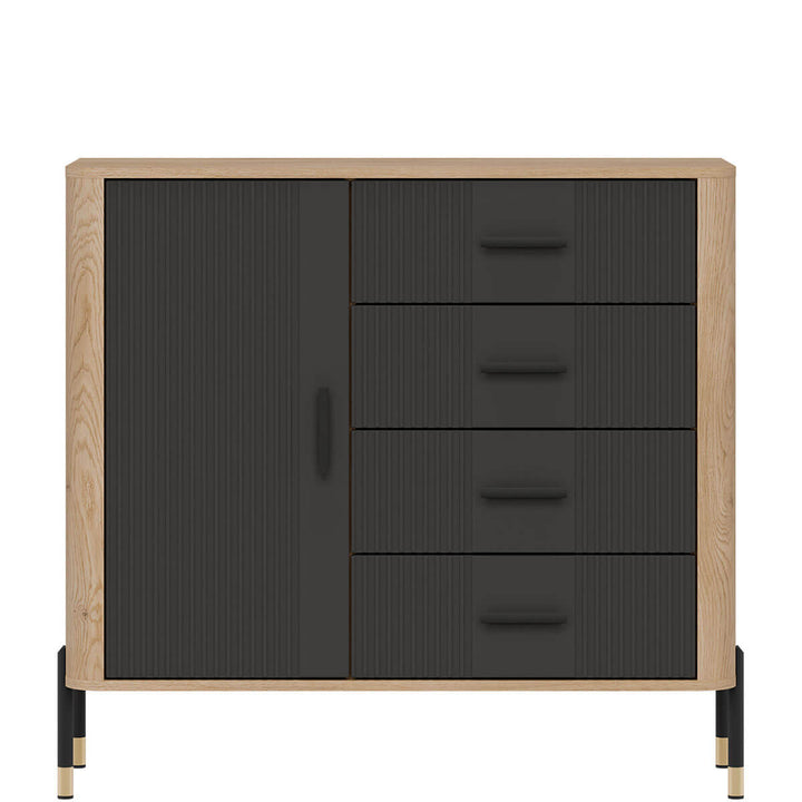 Фото комода DANTE LIVEO DT08 дуб кремона торро / антрацит / чорні ручки