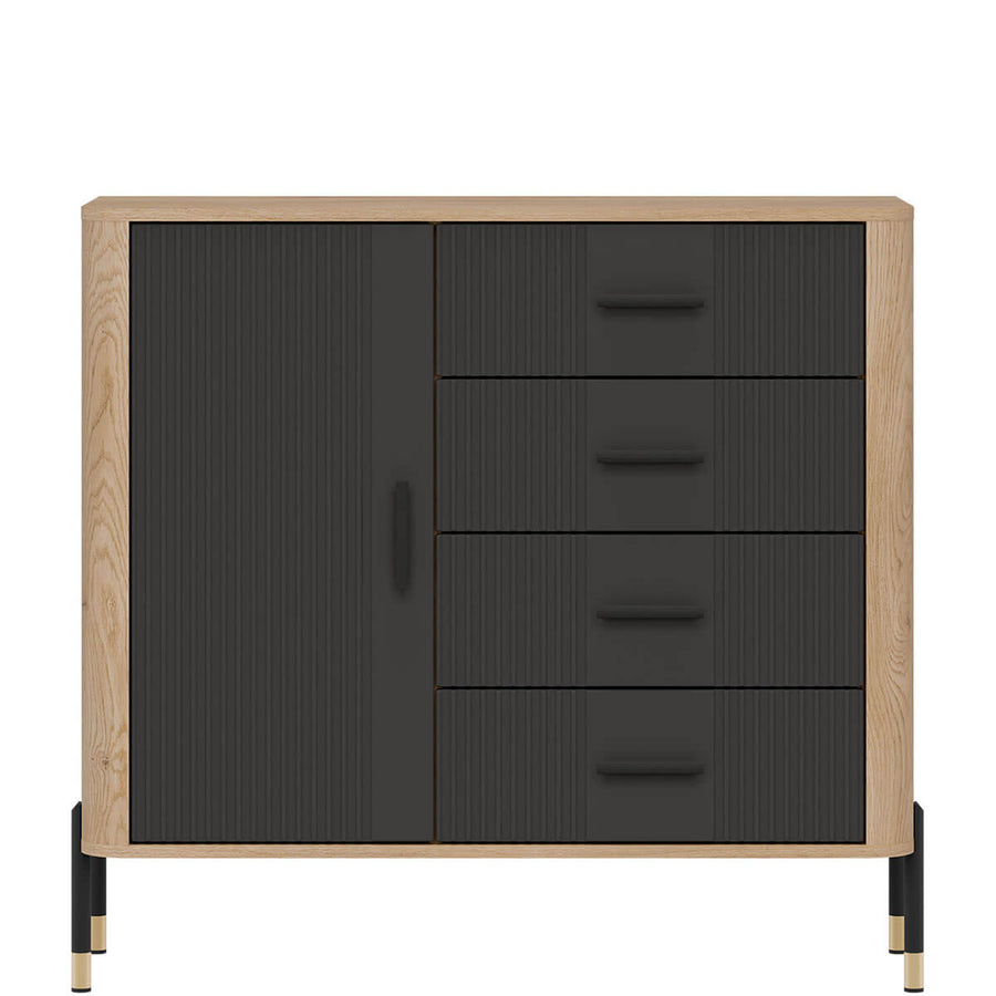 Фото комода DANTE LIVEO DT08 дуб кремона торро / антрацит / чорні ручки
