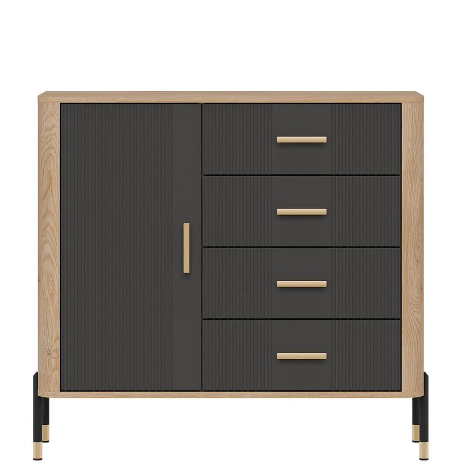 Фото комода DANTE LIVEO DT08 дуб кремона торро / антрацит / золоті ручки
