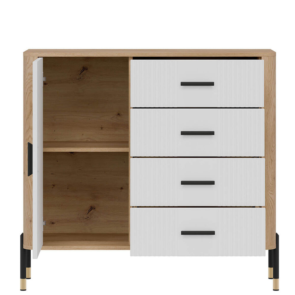 Фото наповнення комода DANTE LIVEO DT08 дуб кремона торро / білий / чорні ручки