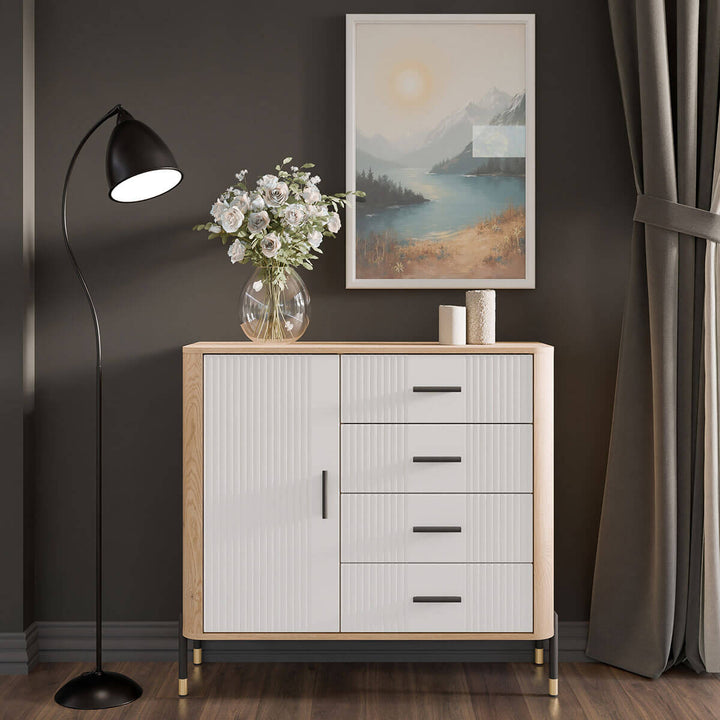 Фото комода DANTE LIVEO DT08 дуб кремона торро / білий / чорні ручки в інтер'єрі