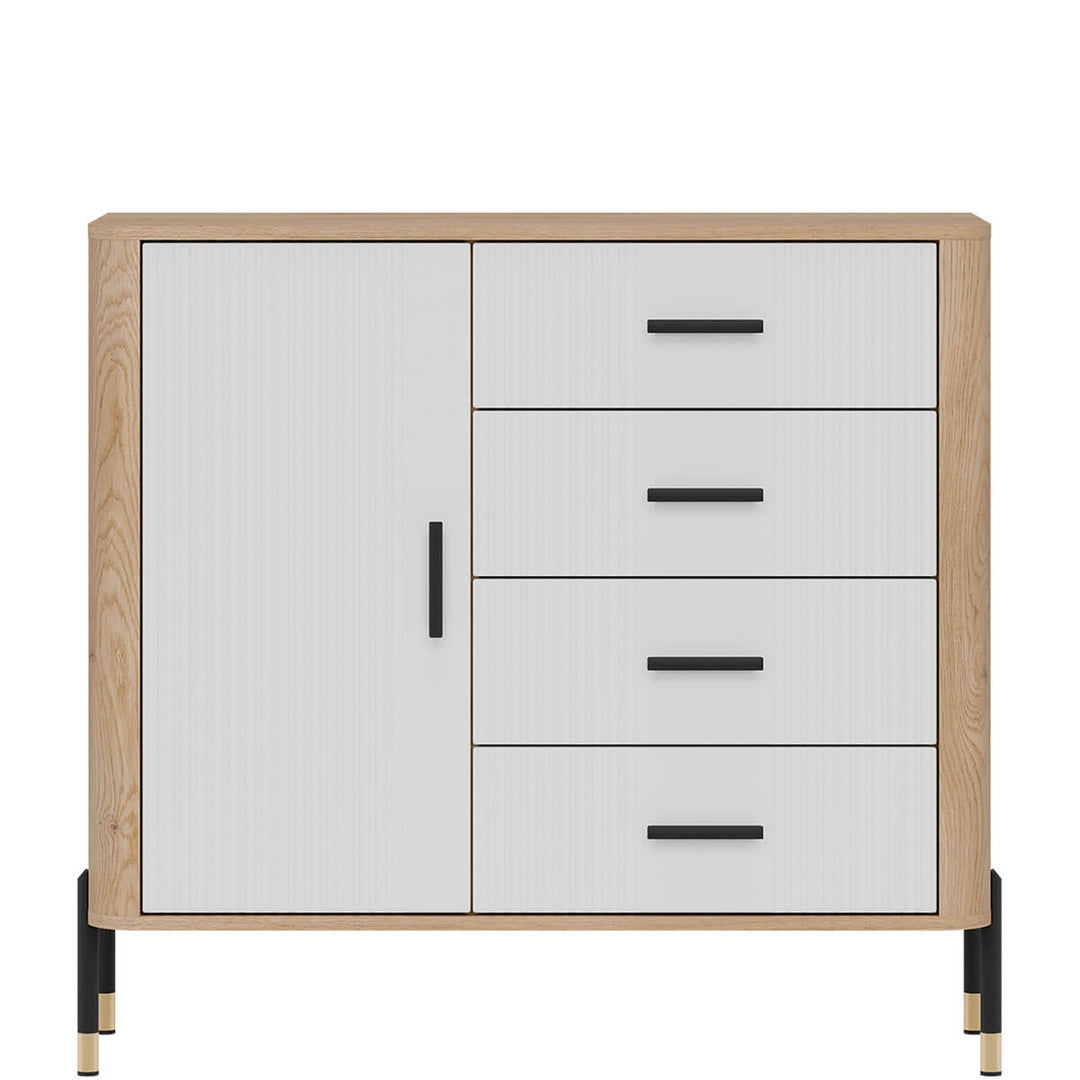 Фото комода DANTE LIVEO DT08 дуб кремона торро / білий / чорні ручки