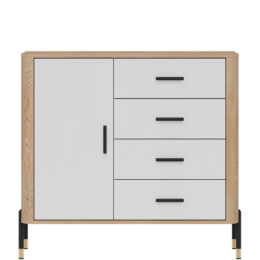 Фото комода DANTE LIVEO DT08 дуб кремона торро / білий / чорні ручки