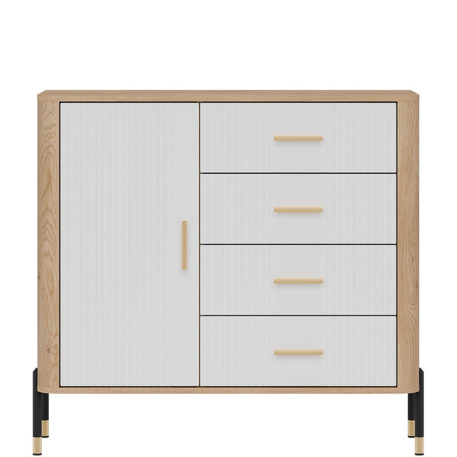 Фото комода DANTE LIVEO DT08 дуб кремона торро / білий / золоті ручки