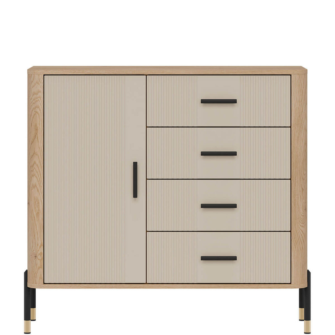 Фото комода DANTE LIVEO DT08 дуб кремона торро / кашемір / чорні ручки