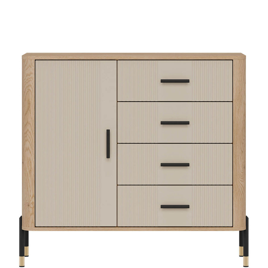 Фото комода DANTE LIVEO DT08 дуб кремона торро / кашемір / чорні ручки