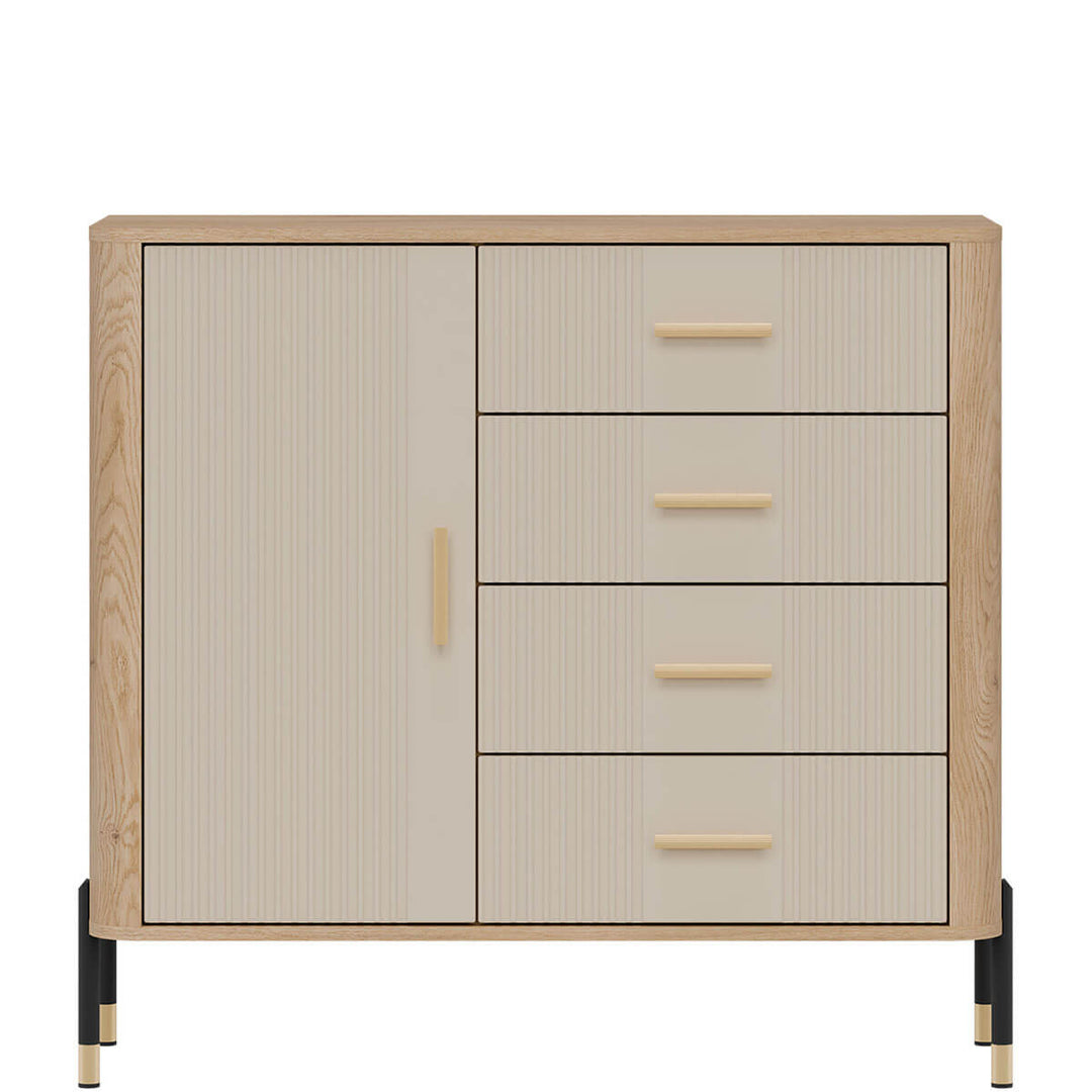 Фото комода DANTE LIVEO DT08 дуб кремона торро / кашемір / золоті ручки