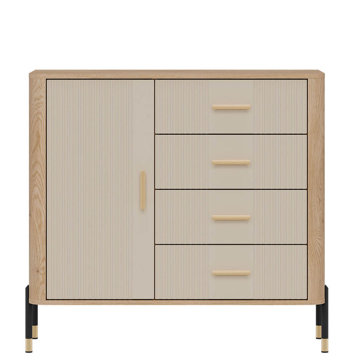 Фото комода DANTE LIVEO DT08 дуб кремона торро / кашемір / золоті ручки