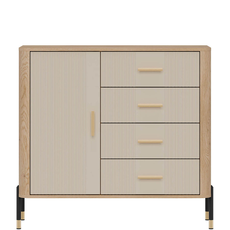 Фото комода DANTE LIVEO DT08 дуб кремона торро / кашемір / золоті ручки