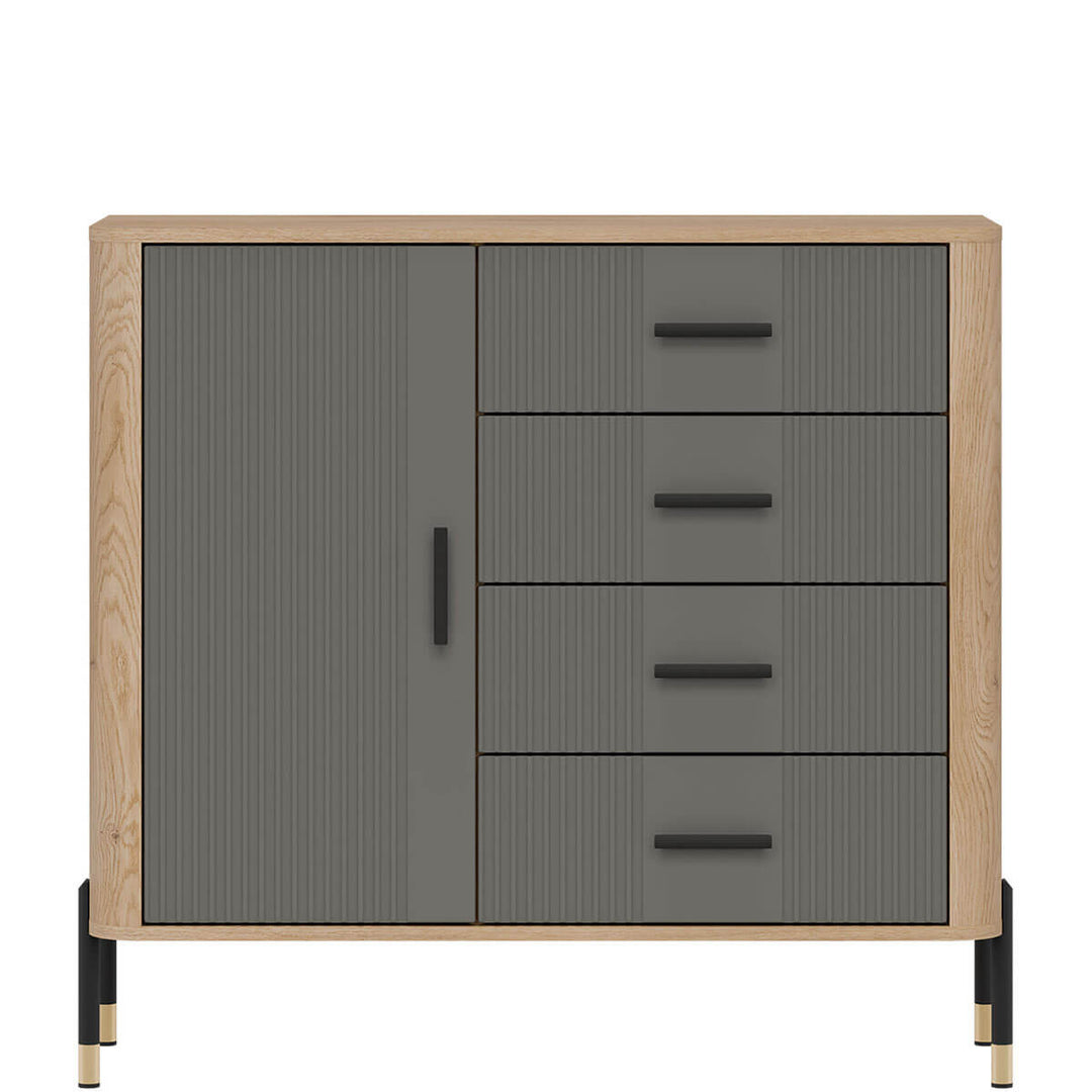 Фото комода DANTE LIVEO DT08 дуб кремона торро / сірий / чорні ручки