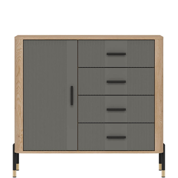 Фото комода DANTE LIVEO DT08 дуб кремона торро / сірий / чорні ручки