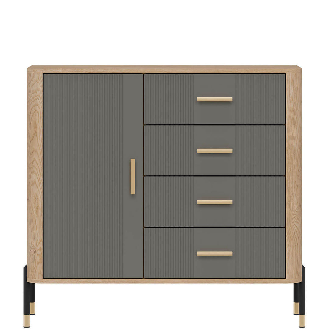 Фото комода DANTE LIVEO DT08 дуб кремона торро / сірий / золоті ручки