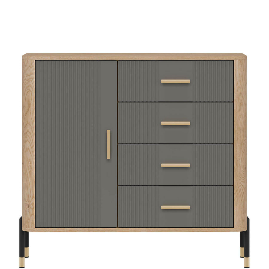 Фото комода DANTE LIVEO DT08 дуб кремона торро / сірий / золоті ручки