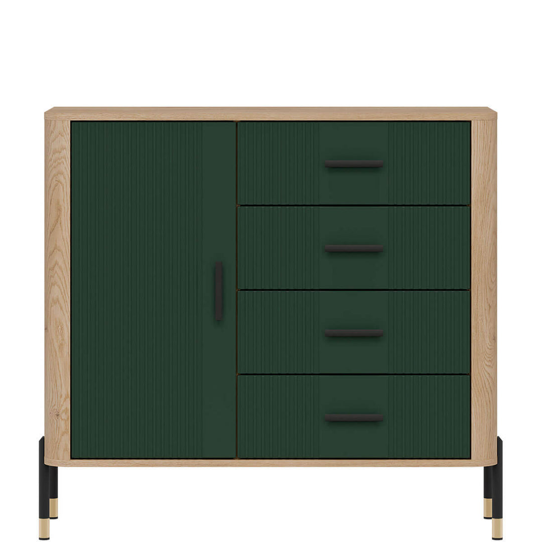 Фото комода DANTE LIVEO DT08 дуб кремона торро / зелений / чорні ручки