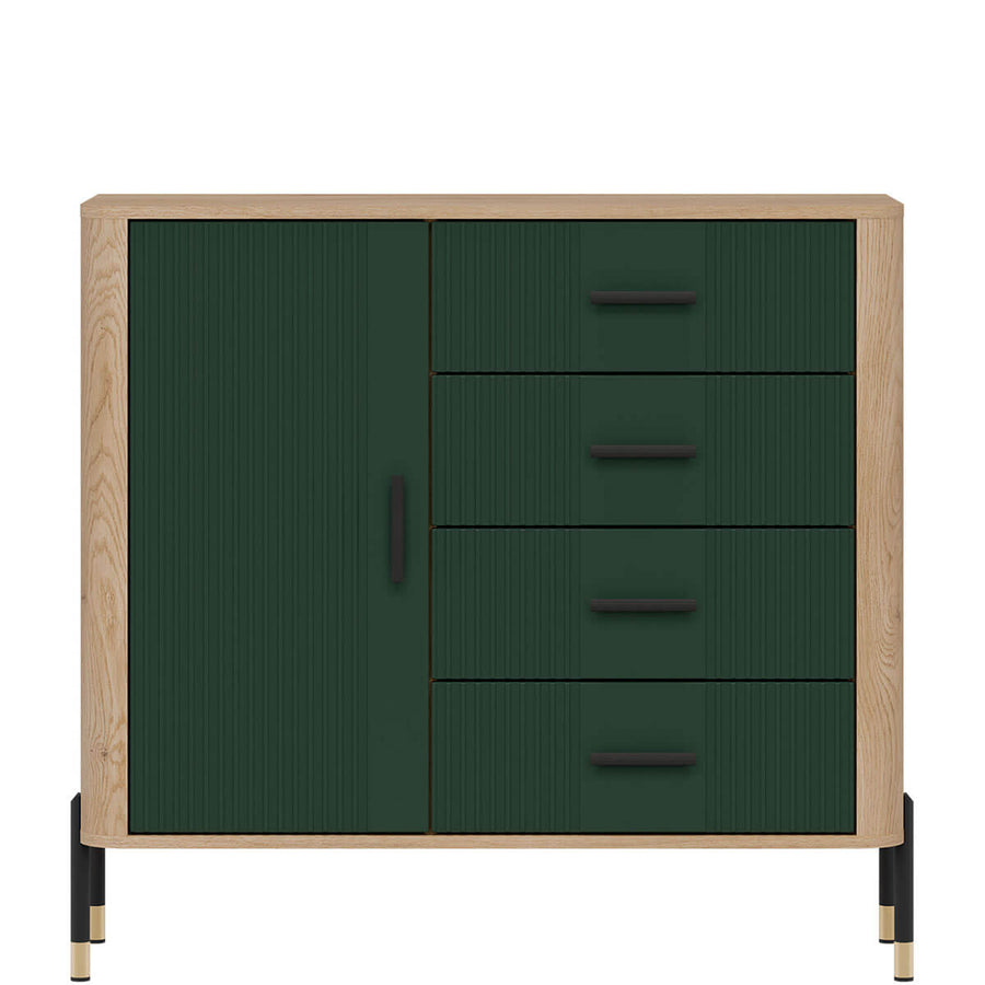 Фото комода DANTE LIVEO DT08 дуб кремона торро / зелений / чорні ручки