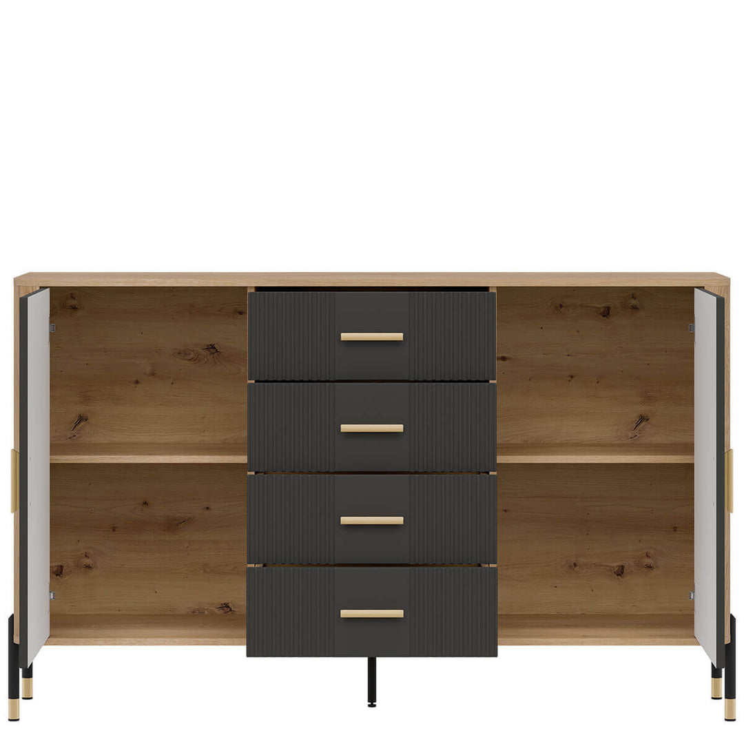 Фото наповнення комода DANTE LIVEO DT09 дуб кремона торро / антрацит / золоті ручки