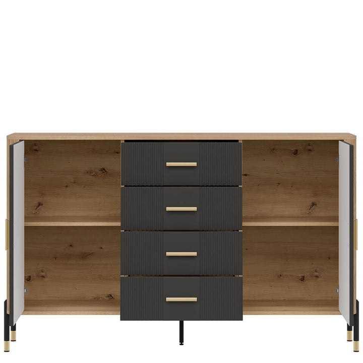 Фото наповнення комода DANTE LIVEO DT09 дуб кремона торро / антрацит / золоті ручки