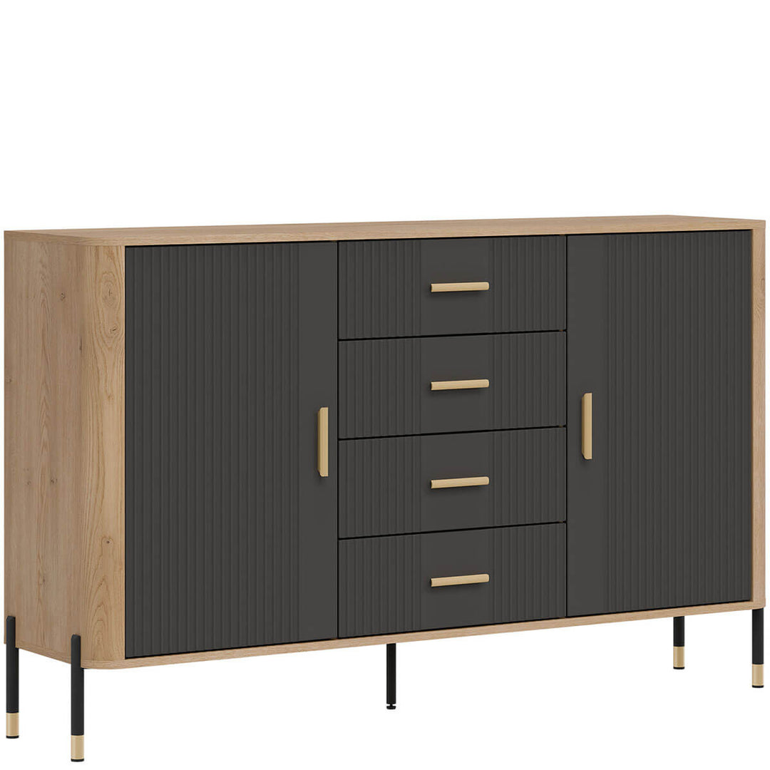 Фото вигляду зліва комода DANTE LIVEO DT09 дуб кремона торро / антрацит / золоті ручки