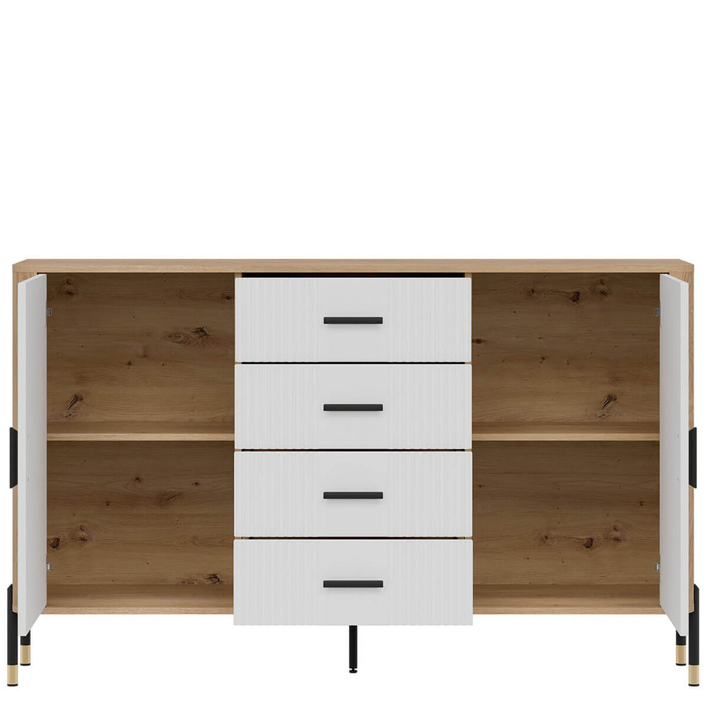 Фото наповнення комода DANTE LIVEO DT09 дуб кремона торро / білий / чорні ручки