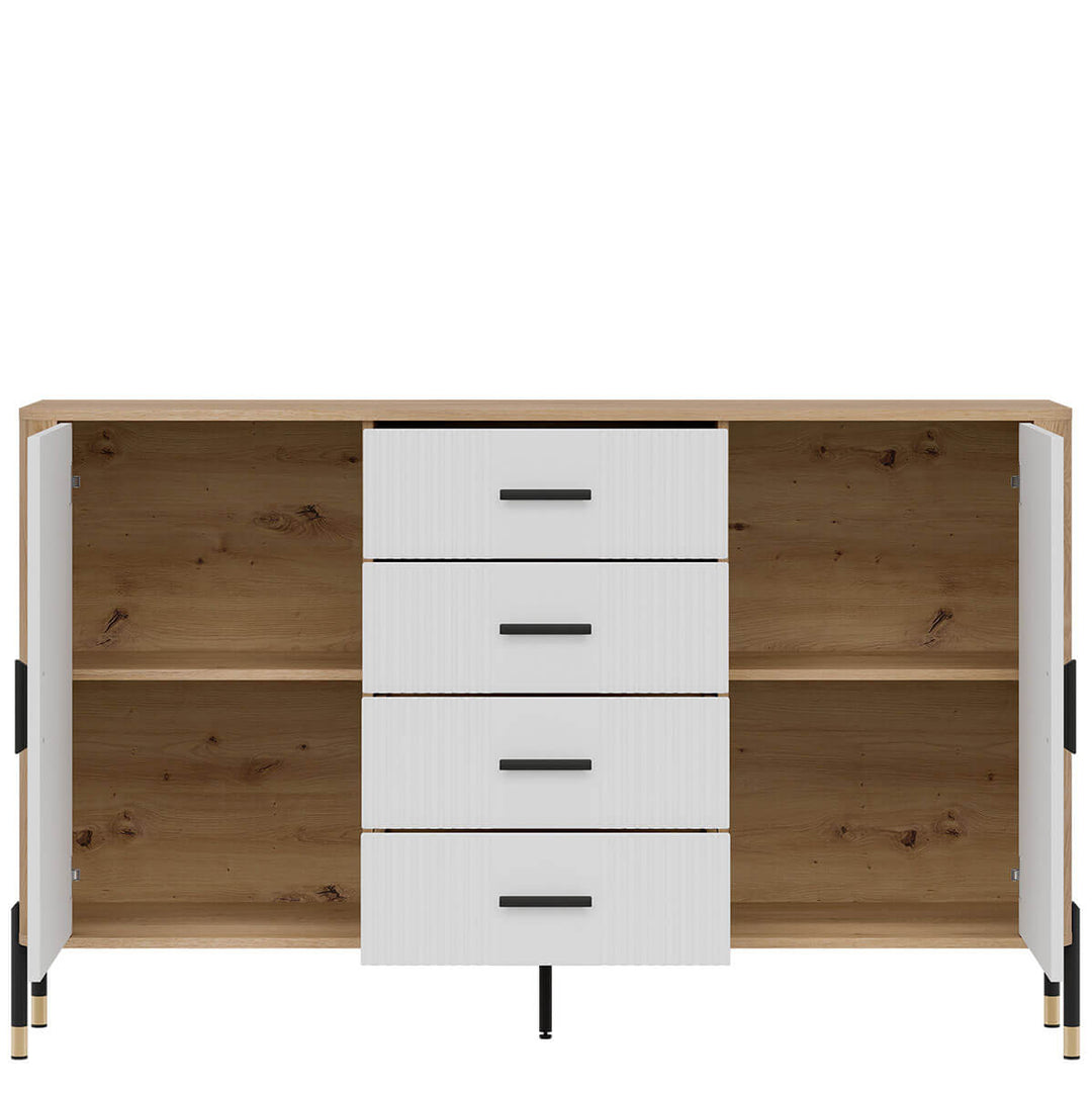 Фото наповнення комода DANTE LIVEO DT09 дуб кремона торро / білий / чорні ручки