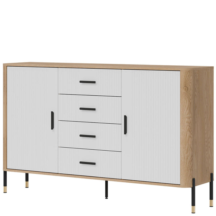 Фото вигляду справа комода DANTE LIVEO DT09 дуб кремона торро / білий / чорні ручки