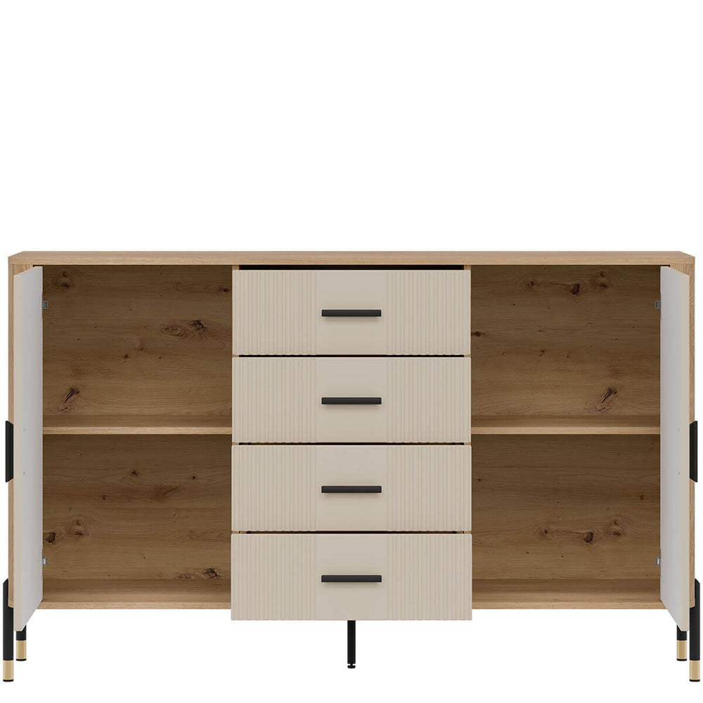 Фото наповнення комода DANTE LIVEO DT09 дуб кремона торро / кашемір / чорні ручки