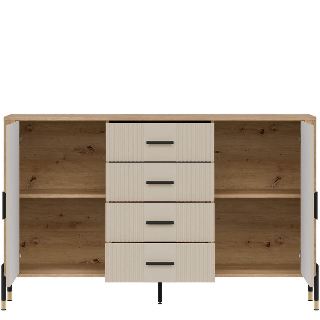 Фото наповнення комода DANTE LIVEO DT09 дуб кремона торро / кашемір / чорні ручки