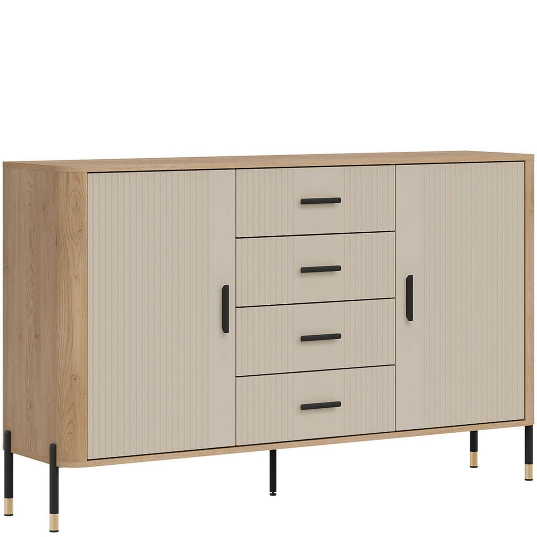 Фото вигляду зліва комода DANTE LIVEO DT09 дуб кремона торро / кашемір / чорні ручки