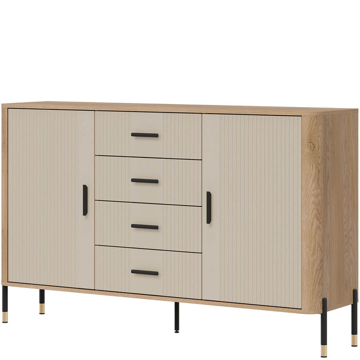 Фото вигляду справа комода DANTE LIVEO DT09 дуб кремона торро / кашемір / чорні ручки