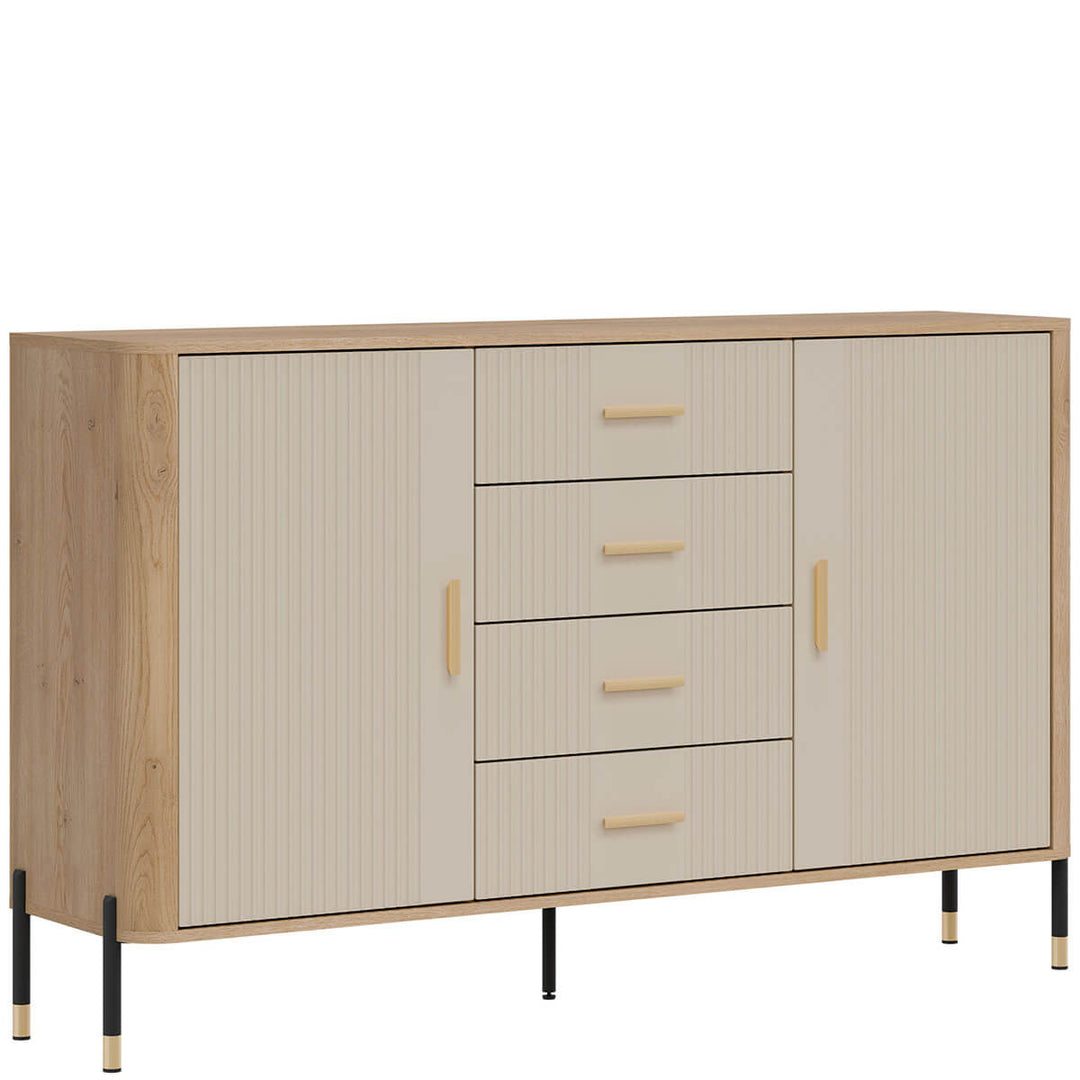 Фото вигляду зліва комода DANTE LIVEO DT09 дуб кремона торро / кашемір / золоті ручки