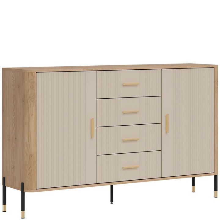 Фото вигляду зліва комода DANTE LIVEO DT09 дуб кремона торро / кашемір / золоті ручки