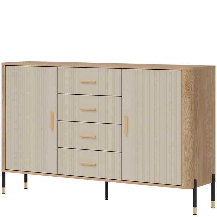 Фото вигляду справа комода DANTE LIVEO DT09 дуб кремона торро / кашемір / золоті ручки