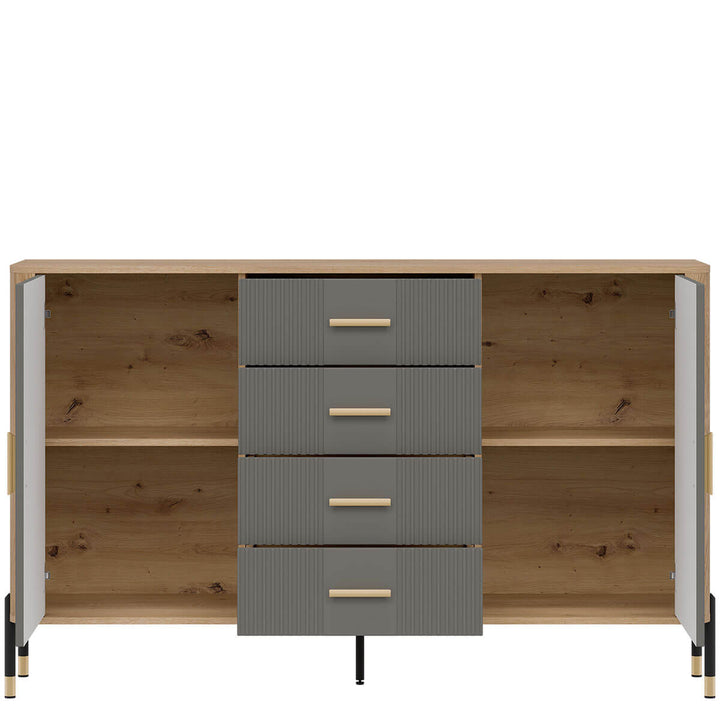 Фото наповнення комода DANTE LIVEO DT09 дуб кремона торро / сірий / золоті ручки