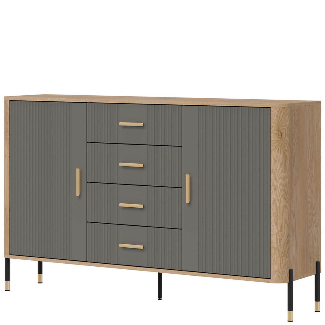 Фото вигляду справа комода DANTE LIVEO DT09 дуб кремона торро / сірий / золоті ручки